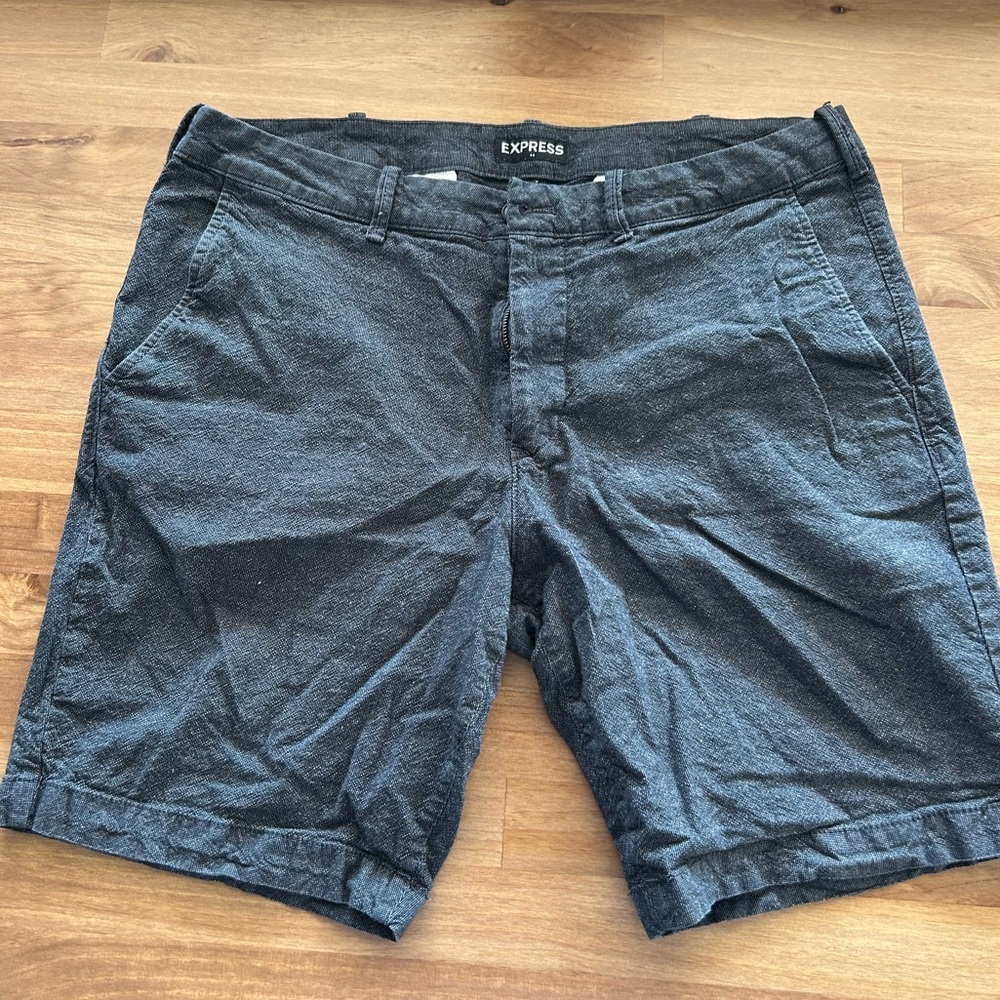 Express Men's Charcoal Flat Front Shorts